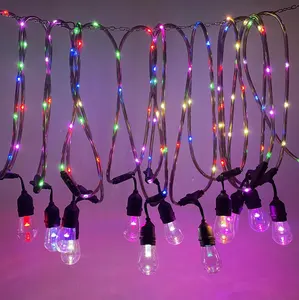 Outdoor Weihnachts dekoration Farbe Lichterketten 24ft 48ft mit 15 Lichtern RGB String Light Wasserdichte LED Festoon String Lampe