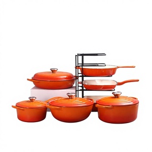 Ensemble de casseroles en émail 7 pièces avec couvercle, faitout extra large, marmite à fruits de mer, casserole à lait, casserole à steak <span class=keywords><strong>rayée</strong></span>, poêle multi-usage, marmite pour maman - Product Image 3