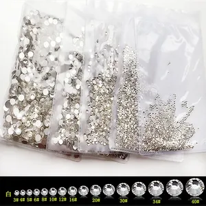 AB/Clear 1 ถุง คริสตัลตกแต่งเล็บ ขนาด SS3-SS12 1440 ชิ้น สำหรับตกแต่งเล็บ หินแก้วแบบหลังแบน ประกายวิบวับ สำหรับงาน DIY - Product Image 1