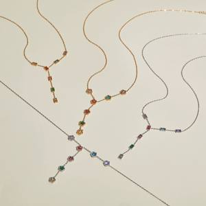 Оптовая продажа: Длинное многослойное Y-образное колье из нержавеющей стали с разноцветными цирконами для женщин, в стиле INS, роскошное, эффектное - Product Image 5