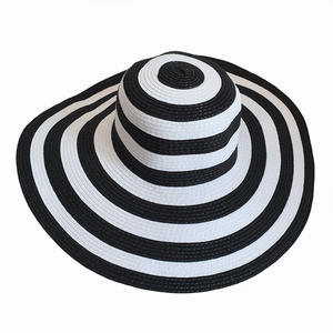 قبعات شمس صيفية واسعة الحواف مخططة من القش للنساء والرجال، قبعات شاطئ منسوجة قابلة للتنفس توفر حماية من الأشعة فوق البنفسجية للسفر والإجازات والأنشطة الخارجية - Product Image 3