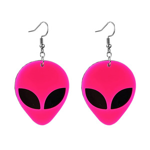 Alien Drop Earrings Rose Red Cartoon Party Costume Accessory - Product Image 1