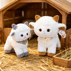 Simpatico Peluche Mini <span class=keywords><strong>Agnello</strong></span> Kawaii con <span class=keywords><strong>Orecchie</strong></span> Morbide e Naso Rosa, Regalo Sorpresa, Pronto per la Spedizione, Vendita all'Ingrosso di Animali di Peluche - Product Image 5