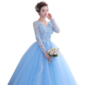 Abito da Cerimonia Annuale per Matrimoni, Nuovi Abiti da Scena per Studenti, Abiti per Esibizioni Vocali e Artistiche, Abiti Eleganti a Maniche Lunghe con Gonna a Bolle da Donna - Product Image 5