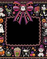 Jeu de Mahjong américain automatique pliable en acrylique noir, en stock, avec tuiles de jeu imprimées décoratives motif Bouledogue d'Halloween