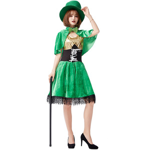Costumes populaires pour adultes et enfants, tenue de lutin verte, festival ethnique irlandais, fête d'Halloween, carnaval, déguisement - Product Image 4