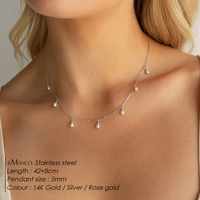 Collier pendentif en acier inoxydable plaqué or eManco avec perle simulée, chaîne à maillons, cadeau de fiançailles