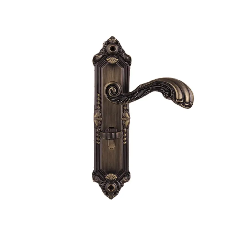 China factory wooden doors single latch lock door handle retro bedroom handle lock anti theft door handle