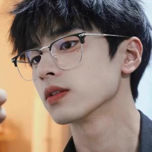 Gafas de media montura Refined Scoundrel, montura mediana, lentes AC, anti-luz azul, unisex, estilo coreano, gafas ópticas - Product Image 5