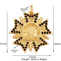 Amour Coeur Étoile Soleil Fleur OX Corne Dragon Zircon Charme Pendentif, 18K Plaqué Or Bijoux Résultats Collier Accessoires Fourniture L61