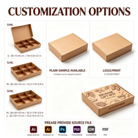 Boîte en carton kraft de haute qualité avec couvercle rabattable, compartiments divisés, finition mate, carton alimentaire pour présentation en café