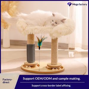 Tiragraffi per Gatti in Legno Massiccio con Nido Integrato, Piattaforma Girevole con Pallina Giocattolo e Struttura per Arrampicata - Product Image 5