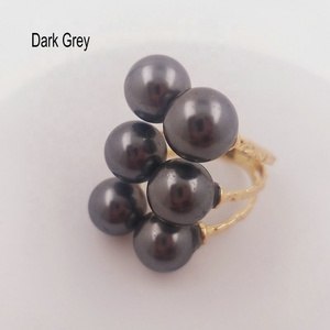 JX18 Anillo de <span class=keywords><strong>6</strong></span> perlas con 15 colores diferentes tamaños ajustables perla de concha todos los colores disponibles listo para enviar joyería hawaiana Guam - Product Image 4
