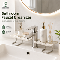 Support de rangement vertical en métal pour robinet avec 3 étagères, miroir de comptoir de salle de bain moderne pliable, organisateur de cosmétiques multifonctionnel