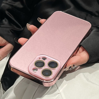 Étui de téléphone en verre brillant plaqué luxe pour iPhone 15 16 Pro Max 14 13 12 11 Pro, protection de l'appareil photo, pare-chocs antichoc, coque rigide