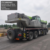 Grue de camion télescopique d'occasion 100 tonnes ZTC1000V663 en stock, flèche de 17,5 m, hauteur de levage max. 88,4 m pour la construction