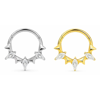 Anneau de piercing de luxe en titane ASTM F136 avec étoile en zircon cubique, à charnière, pour septum, nez, hélix