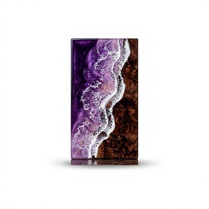 Urne commémorative en résine violette, support en bois pour cendres funéraires, décoration pour cimetière et chapelle - Product Image 1