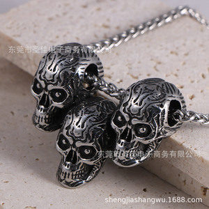 Collar Retro con Colgante de Calavera en Aleación de Zinc, Diseño Geométrico de Esqueleto, Estilo Hip Hop SP1071 - Product Image 4