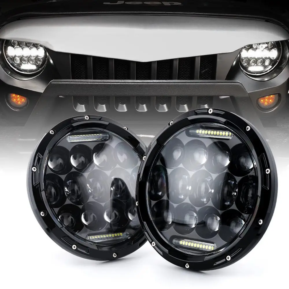 75W 7 Zoll LED-Scheinwerfer Offroad H4 Angel Eye Hi/Lo Beam DRL Autos chein werfer Kit für Lada 4x4 Niva Land Rover Jeep