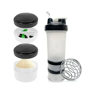 Garrafa Shaker Proteína à Prova de Vazamento com Recipientes De Armazenamento Plastic Sports Shaker Cup com Mixer Ball