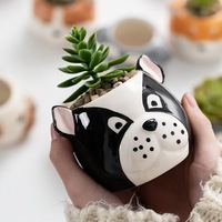 Pots de fleurs en céramique à l'effigie d'animaux de dessin animé - Série de pots de fleurs mignons en forme de chien pour plantes succulentes, pour la décoration intérieure et la culture de plantes en pot