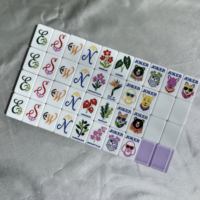 Groothandel Citroen Paarse Acryl Mahjong Tegels, Bloemige Fruit Dierenpatroon Kristal Mahjong Tegels door gravure en verf vulling