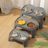 Bols doubles surélevés pliables pour chiens, pour boire et manger, en plastique et acier inoxydable, à motif uni, pour chiens de taille moyenne/grande