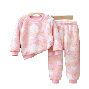 Set <span class=keywords><strong>Pigiama</strong></span> 2 Pezzi Autunno Inverno Unisex per Bambini Ragazzi e Ragazze Morbido Caldo in Pile Spesso - Product Image 1