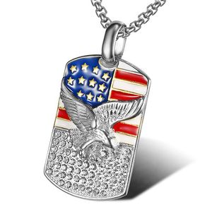 yunnique Hip Hop Eagle Pendant Necklace Gold Plated American Flag With Rhinestones Men's Fashion Jewelry Gift - Product Image 4