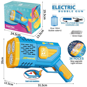 Lanzador de cohete de <span class=keywords><strong>burbujas</strong></span> recargable para niños, juguete de verano para interior y exterior, 36 agujeros, máquina de pistola de <span class=keywords><strong>burbujas</strong></span> Bazooka - Product Image 1