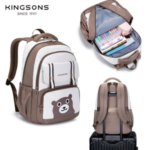 Kingsons Student Backpack 18 In <b>Cute</b> <b>Bear</b> Cartoon Color Block Large Capacity School Education Backpack - Product Image 5