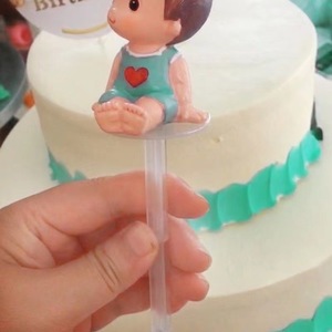 Mini Base Cake Doll Holder Transparent Plastic Cartoon Birthday Party Kids Decoration Disposable Ornament Stand - Product Image 2