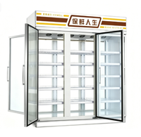 Réfrigérateur vertical commercial à porte vitrée, direct usine, portes avant et arrière, 2 à 8 portes ℃   Réfrigérateur avec éclairage LED pour supermarché