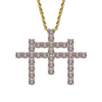 Kalung Liontin Salib Berlapis Khusus dengan Micro Pave CZ Perhiasan Pria Hip Hop