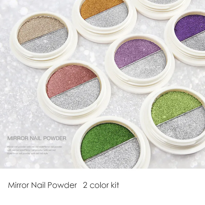 Nail Art Gel polvere magica UV Dual-Color Set per manicure alla moda ruota rotonda