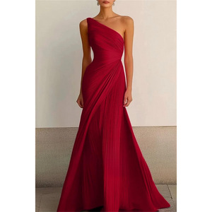 <span class=keywords><strong>Robe</strong></span> de soirée élégante en satin plissé vert à une épaule, longueur ras du sol, personnalisable - Product Image 3