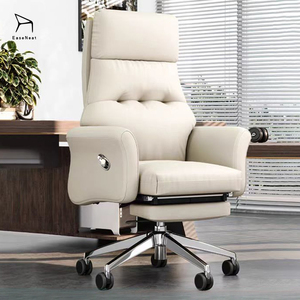 Silla de Oficina Giratoria de Cuero Cómoda EaseNeat con Reposapiés Ergonómica para el Hogar - Product Image 2