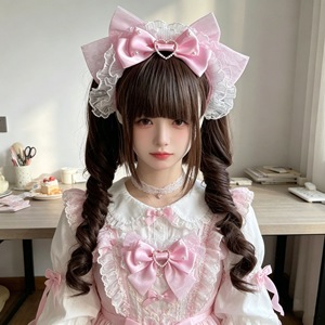 Diadema con lazo estilo Lolita original con gran lazo de encaje - Accesorio para el cabello de uso diario para niñas KC - Product Image 3
