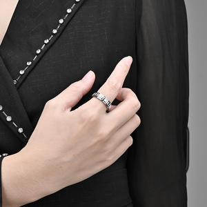 Unisex Stainless Steel <b>Ring</b> Gold Geometric Rotating Pattern Index Finger Streetwear Jewelry Gift - Product Image 4