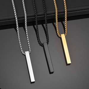 Collier avec pendentif vierge en acier inoxydable 304, plaqué or 18 carats PVD, étanche, gravure laser personnalisée de nom ou logo, bijoux personnalisés - Product Image 5