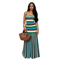 Robe longue rayée dos nu à col halter pour femme, style européen et américain, idéale pour les vacances et les soirées estivales, modèle TW861
