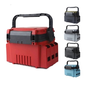 1pc Multifunctional Fishing Lure Suitcase, Solid Color Lockable Fishing <b>Gear</b> <b>Box</b> Storage <b>Box</b> - Product Image 1