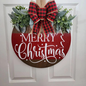 Diy <strong>Circle</strong> <strong>Wooden</strong> Merry Christmas Sign Decoration , Customizable Patterns- Sign For Front Door, Wall Or Indoor Home Decor.