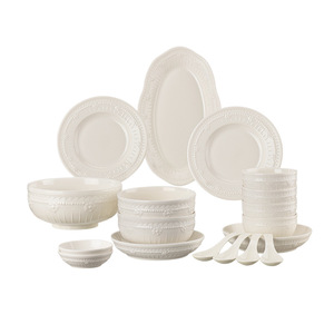 Service de table en céramique Deshilang 18 pièces, blanc ivoire, rond, pour usage quotidien, pour la maison et les cadeaux - Product Image 5