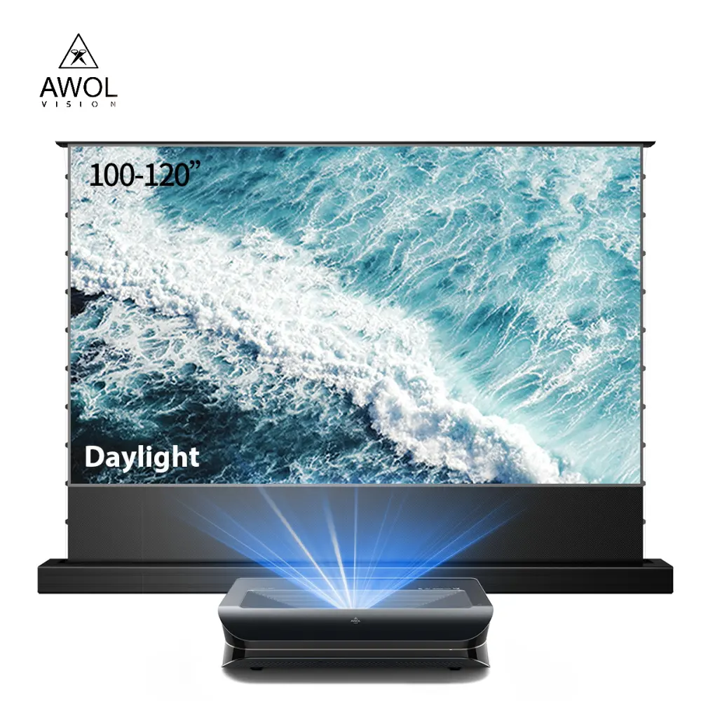 AWOL proyektor Laser, proyektor TV Android teater rumah layar ALR dengan 100 "layar siang hari, proyektor 4K 3D
