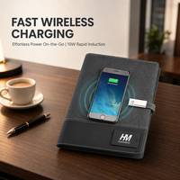 Carnet de notes A5 rechargeable en cuir avec chargeur sans fil, batterie externe intégrée, 100 feuilles, lecteur USB et verrouillage – Modèle OEM