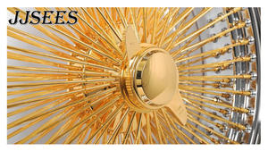 JJSEES Roues en fil d'or Roue à rayons chromée 13 14 16 20 22 24 26 pouces 5x112 5x120 5x108 5x127 pour Tesla Model Y 3 <span class=keywords><strong>Corvette</strong></span> - Product Image 4