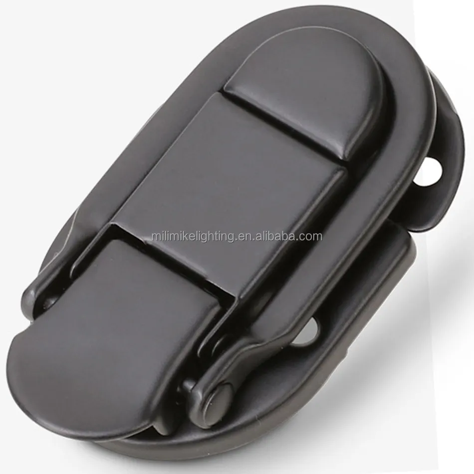 กลอนล็อกปิดแบบดึงออกเคลือบสีดำสำหรับกล่องเครื่องแต่งหน้ากล่องเครื่องมือโลหะตัวล็อกกระเป๋าใส่สัมภาระ