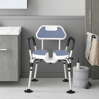 Chaise de bain en aluminium en forme de U, chaise de douche pour personnes handicapées, siège avec dossier, coussin en EVA, hauteur réglable, capacité de 125 kg, hiver
